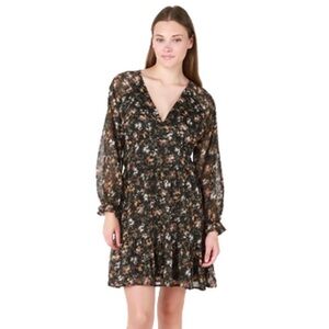 Black Tape_ V Neck Tiered Floral Mini Dress